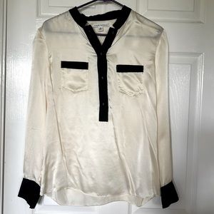 Beige and Black stylist silk shirt